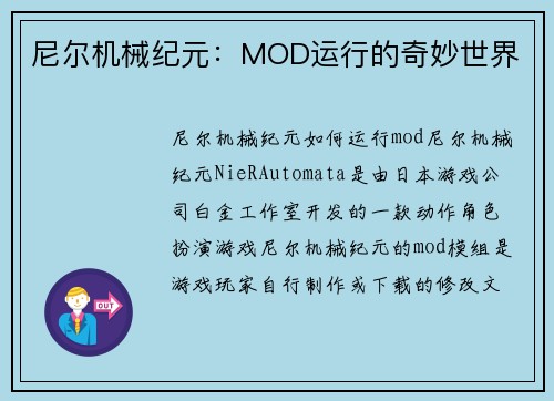 尼尔机械纪元：MOD运行的奇妙世界